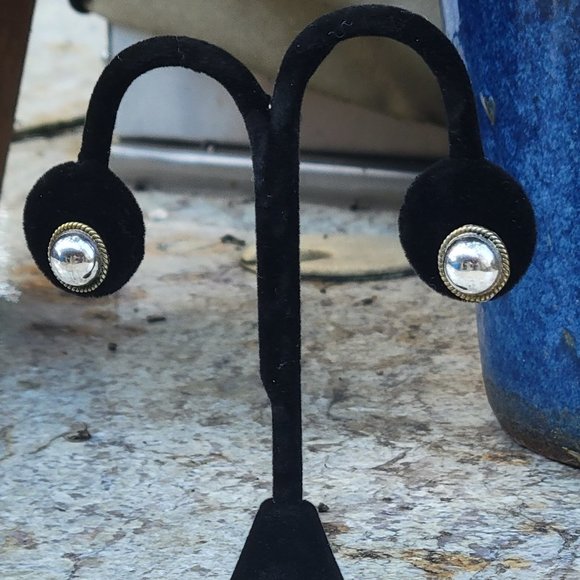 Sterling Silver Button Earrings - Picture 6 of 6